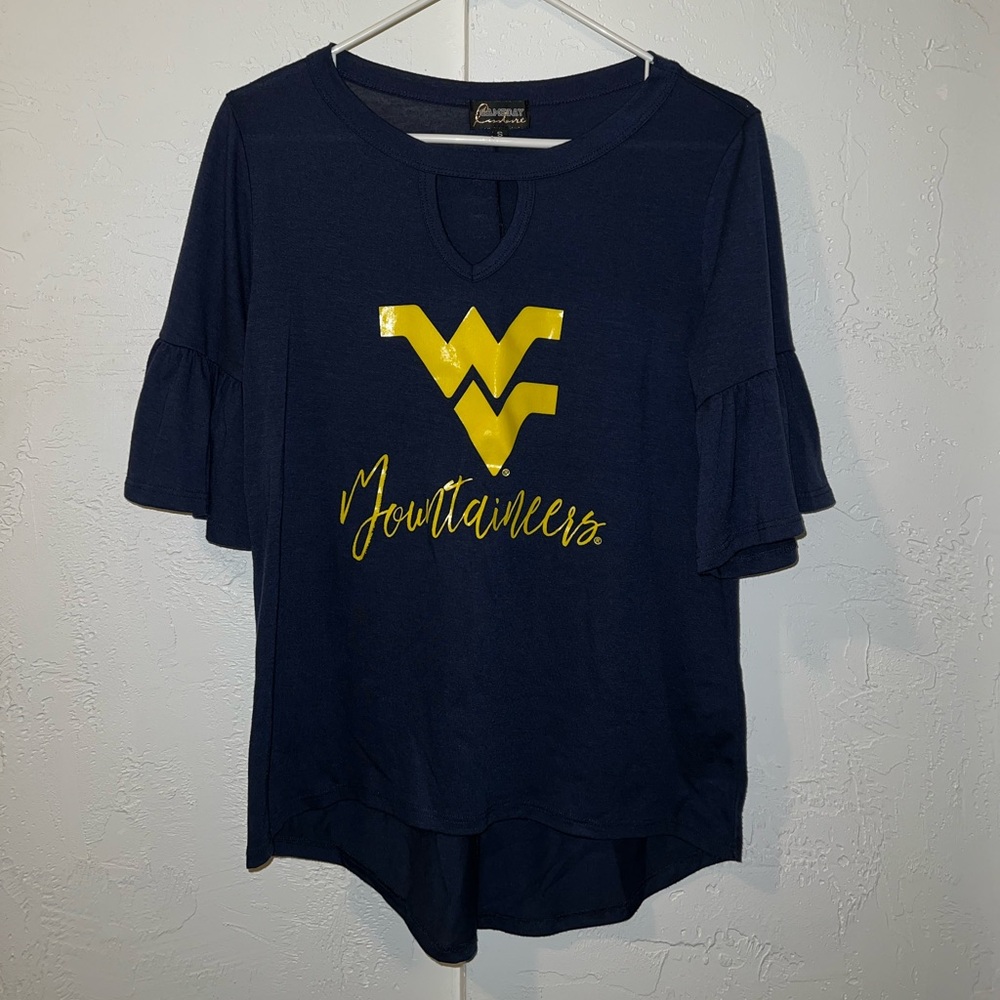 WVU Mountaineers Frilly Sleeve Top